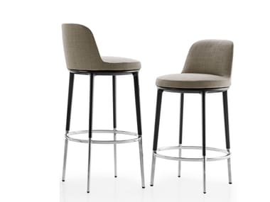 CARATOS - High upholstered fabric stool with back by Maxalto