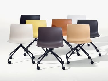 CATIFA 53 - NEW EDITION - Polypropylene chair with castors by Arper