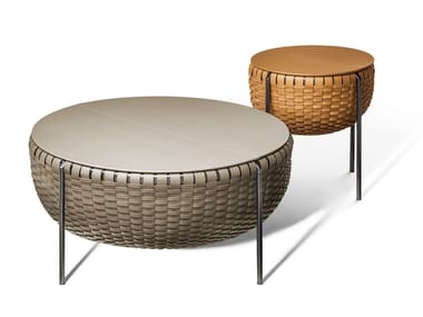 CESTLAVIE - Round tanned leather coffee table with storage space by Poltrona Frau