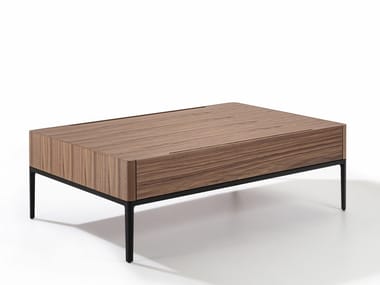 CHIBA - Walnut coffee table with storage space by Porada