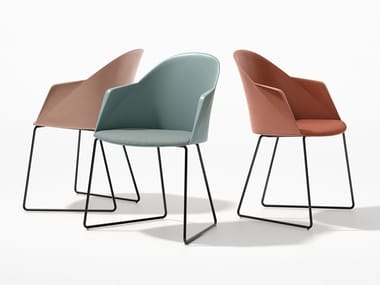 CILA - Sled base fabric chair with armrests by Arper