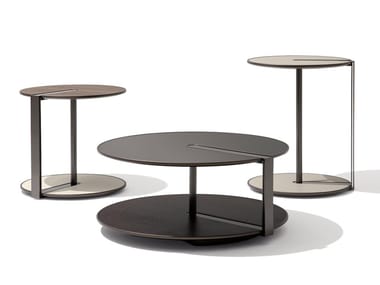 CLAMP - Round metal coffee table by Giorgetti