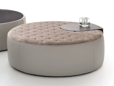 CLIP - Tufted upholstered round fabric pouf by Ditre Italia