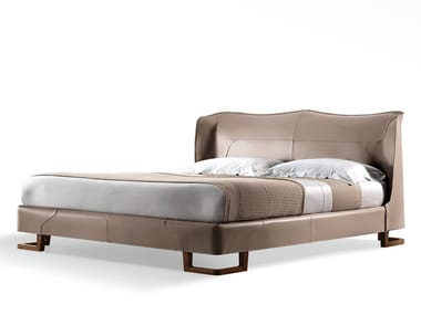 CORIUM - Leather double bed with removable cover by Giorgetti