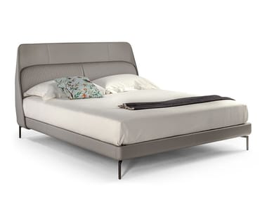 COUP? DE LUXE - Leather bed with upholstered headboard by Poltrona Frau