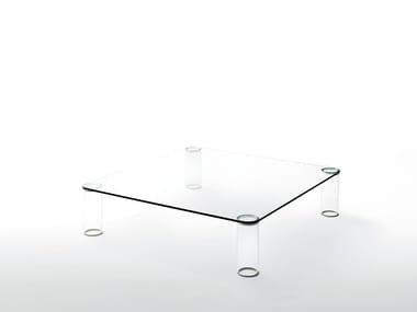 PIPELINE - Low square crystal coffee table by Glas Italia