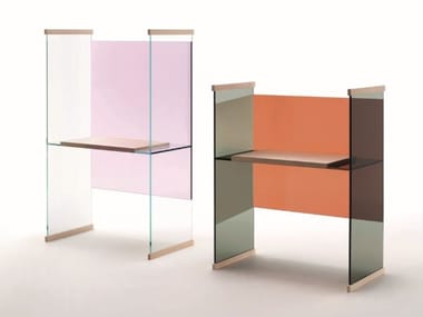 DIAPOSITIVE - Rectangular crystal writing desk by Glas Italia