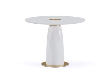 DIONE BISTROT - Round marble table with ceramic base by Paolo Castelli