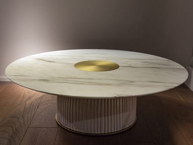 DIONE - Low coffee table in ceramic and Calacatta marble by Paolo Castelli