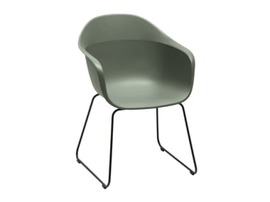 ELEPHANTINO - Sled base recycled plastic chair with armrests by Kristalia