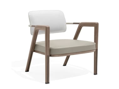 ELSA - Leather and fabric easy chair with armrests by Giorgetti