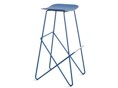 ENDLESS - High steel stool with footrest by Desalto