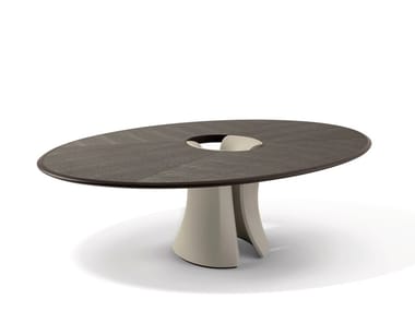 ENSO - Oval walnut living room table by Giorgetti