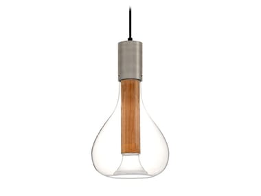 ERIS - Wood veneer and glass pendant lamp by LZF