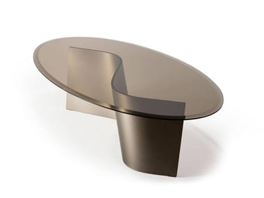 ESSE 40 - Oval glass coffee table for living room by Reflex