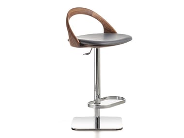 ESTER - Swivel metal stool with back in walnut by Porada