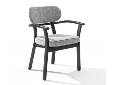 EVELIN - Chair with armrests in solid ash and fabric by Porada