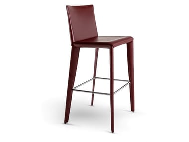 FILLY TOO - Upholstered leather stool with footrest by Bonaldo