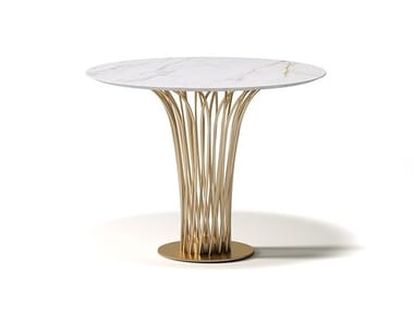 FLORA - Round table in marble and steel by Paolo Castelli