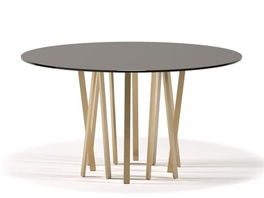 FOR HALL - Round marble and metal table by Paolo Castelli