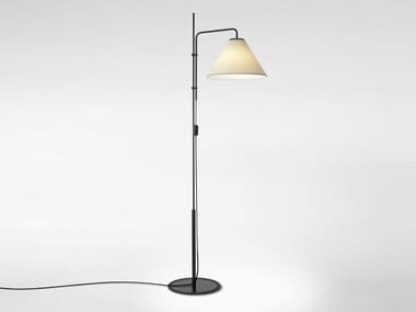 FUNICUL? FABRIC - Height-adjustable iron floor lamp with polyester shade by Marset