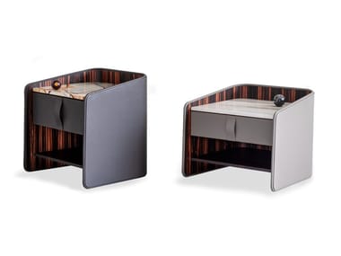 GENTLEMAN - Rectangular leather bedside table by Flou