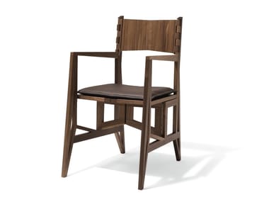 GRAND TOUR - Folding walnut chair with armrests by Giorgetti