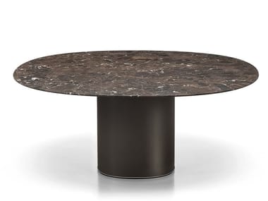 HOLO PILLAR - Round marble table by Kristalia