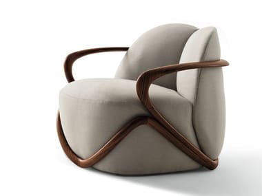 HUG - Fabric armchair with armrests by Giorgetti