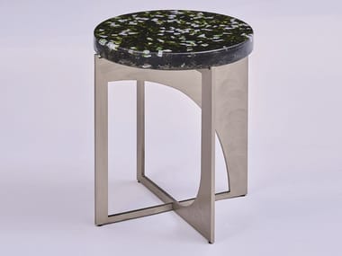 HYPERBOLE - Round coffee table in recycled glass and metal by Paolo Castelli