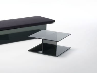 I-BEAM - Low square crystal coffee table by Glas Italia