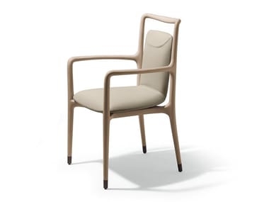 IBLA - Leather chair with armrests by Giorgetti