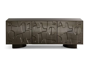 IMAGE - Wood and glass sideboard with doors by Bonaldo