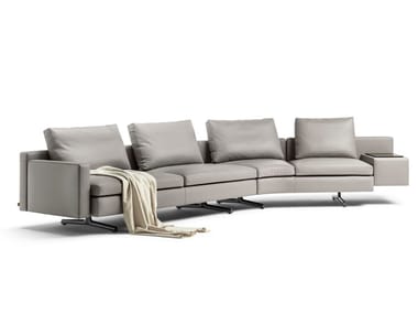 IN THE MOOD - Curved 4 seater leather sofa by Poltrona Frau