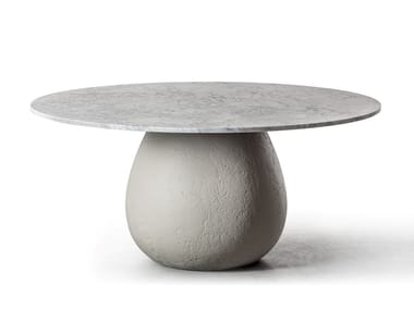 INOUT 834 - Round cement table with Carrara marble top by Gervasoni