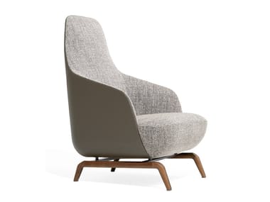 JANET - Bergere upholstered fabric armchair with armrests by Giorgetti