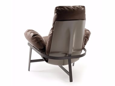 JUPITER LITE - Leather armchair with armrests by Arketipo