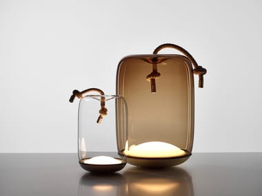 KNOT BATTERY - Blown glass and metal table lamp by Brokis