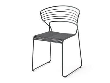 KOKI WIRE - Sled base steel chair with polyester rope seat by Desalto