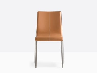 KUADRA 1291 - Tanned leather chair by Pedrali