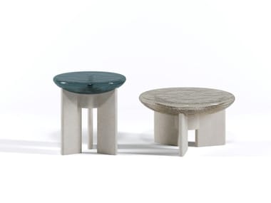 LENS - Low table in Murano glass and stone by Paolo Castelli