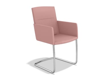 LEON II - Cantilever fabric chair with armrests by Casala