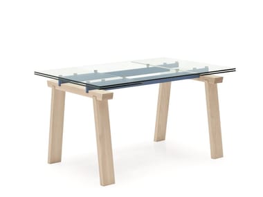 LEVANTE - Extending rectangular wood and glass table by Calligaris