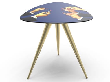 LIPSTICKS - Triangular coffee table with MDF top and metal legs (Request Info)