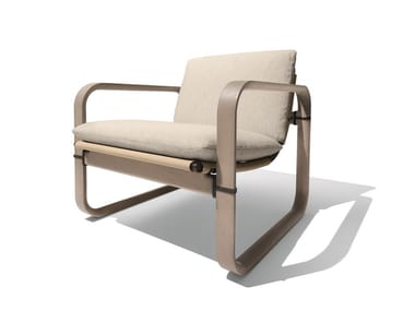 LOOP - Contemporary style garden upholstered ash easy chair with armrests by Giorgetti