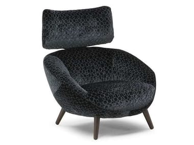 LUNA - Upholstered armchair with headrest by Natuzzi Italia