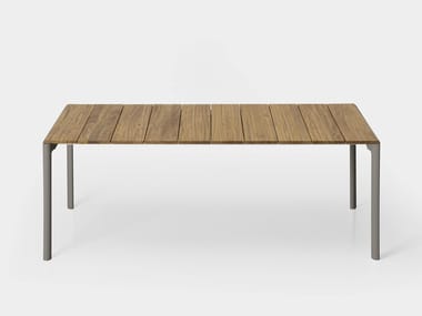 MAKI SLATTED - Extending rectangular teak garden table by Kristalia