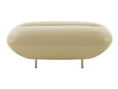 MANAROLA - Upholstered leather footstool by Ligne Roset