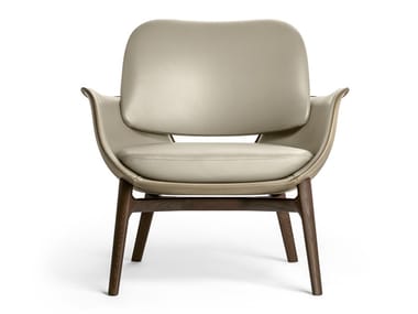 MARTHA - Upholstered leather armchair with armrests by Poltrona Frau