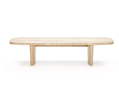 MAT?RIA - Rectangular travertine and wood coffee table by Classicon